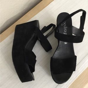 Pedro Garcia Elegant Black Wedge Sandals